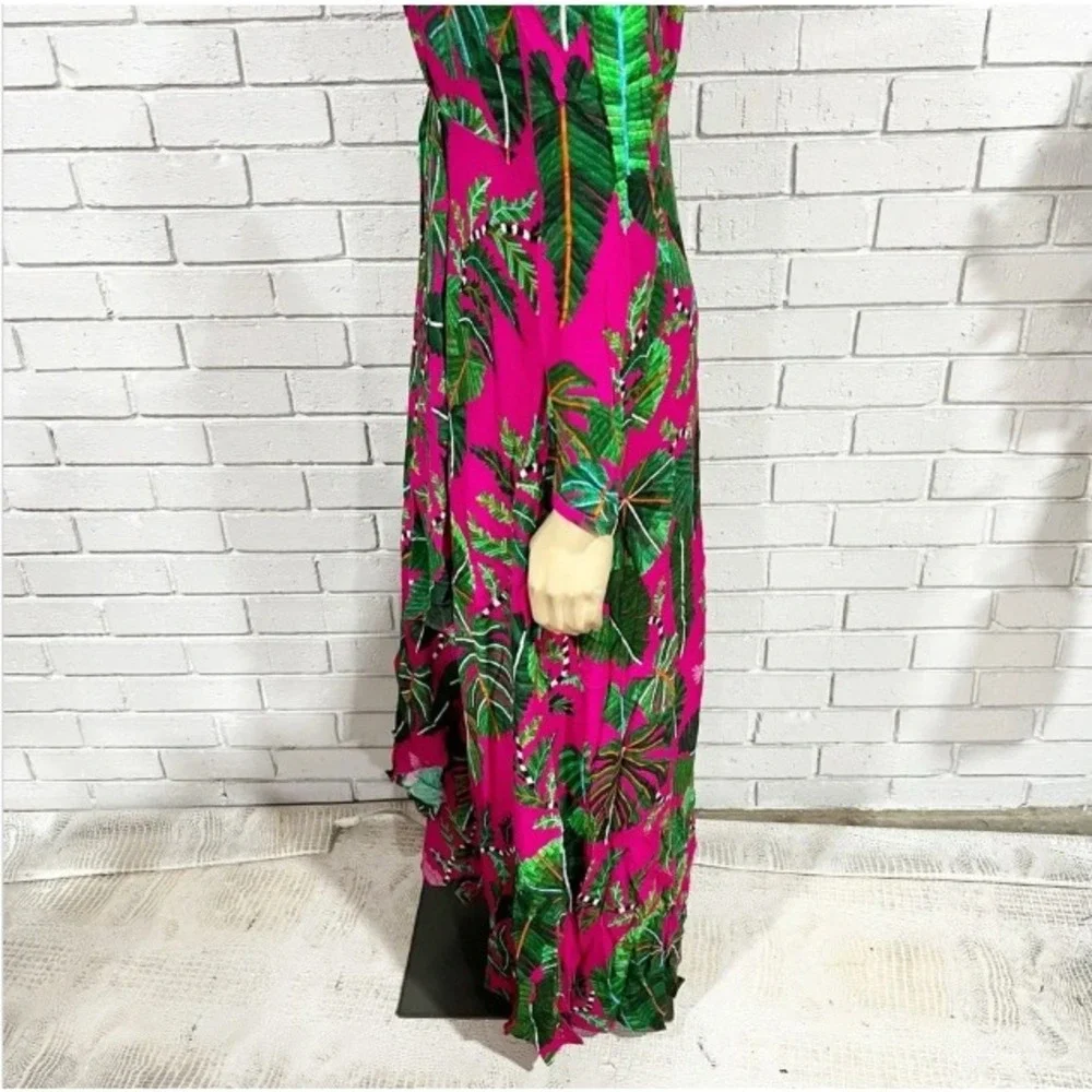 FARM Rio Leaves Print Long Sleeve Maxi Dress in Leaves Pink | XL - Picture 7 of 14